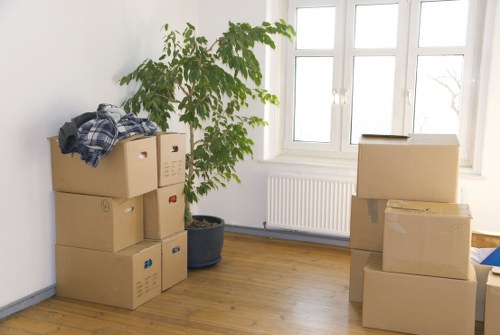 Packed moving boxes ready for removals and storage in Upperwalthamstow